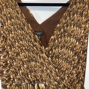 Talbots Brown Feather Print Dress